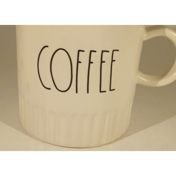 Rae Dunn COFFEE Mug LL Magenta Artisan Large Embossed Ribbed Script White - Picture 3 of 6